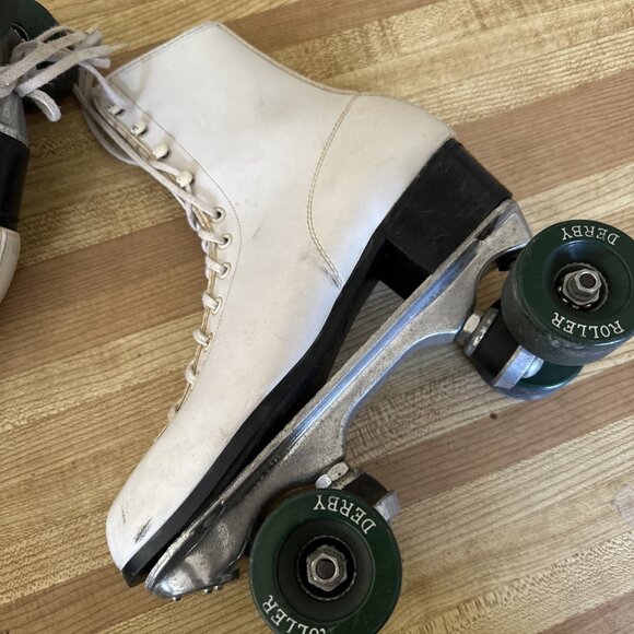 Vintage Roller Derby Skate Corp White Leather Ladies 9 1/2 Or 10?? - Picture 10 of 15